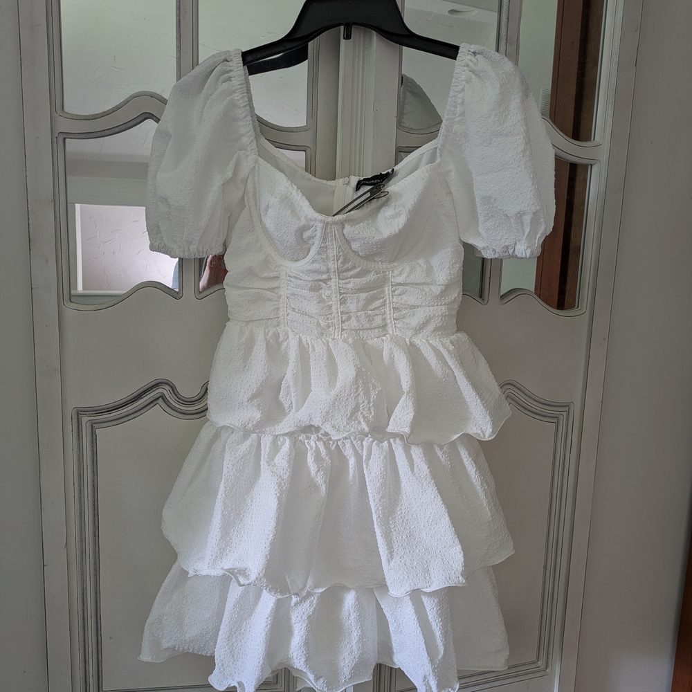 PrettyLittleThing NWT White Skater Corset Dress